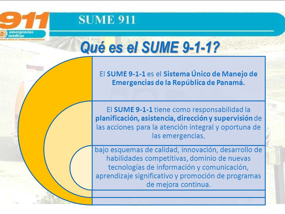Qué es el SUME El SUME es el Sistema Único de Manejo de Emergencias de la República de Panamá.