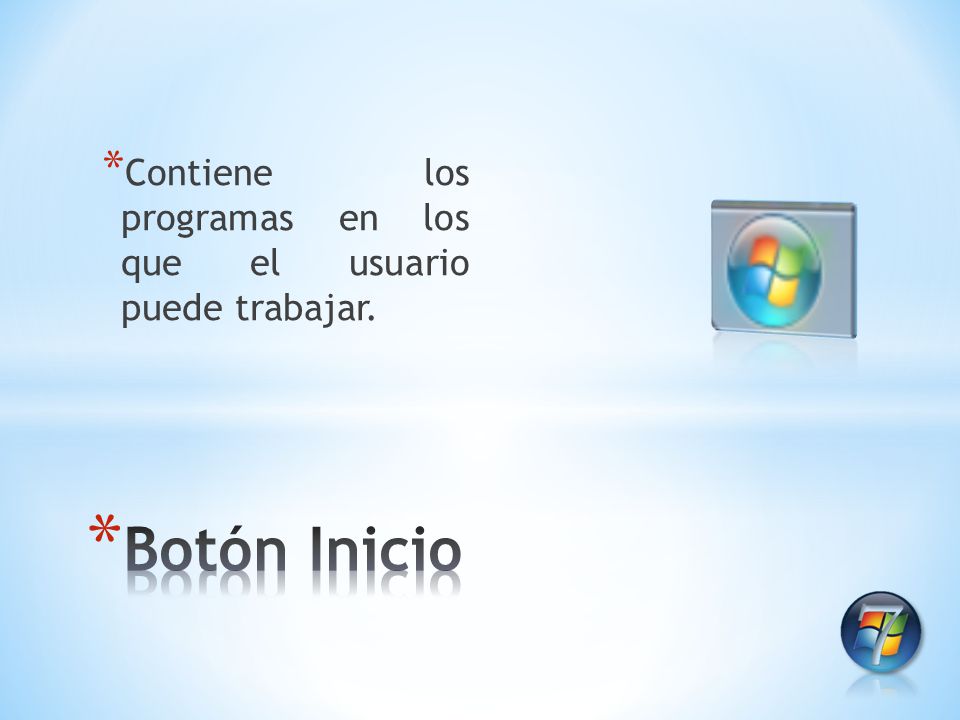 Contiene los programas en los que el usuario puede trabajar.