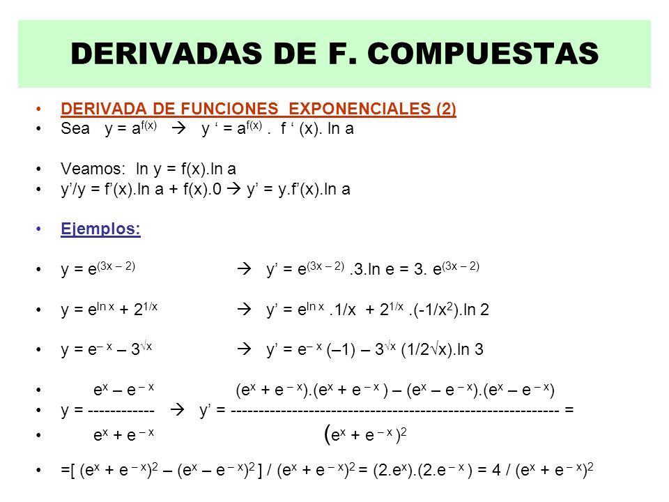 DERIVADAS DE F. COMPUESTAS