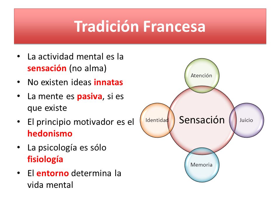 Tradición Francesa La actividad mental es la sensación (no alma)