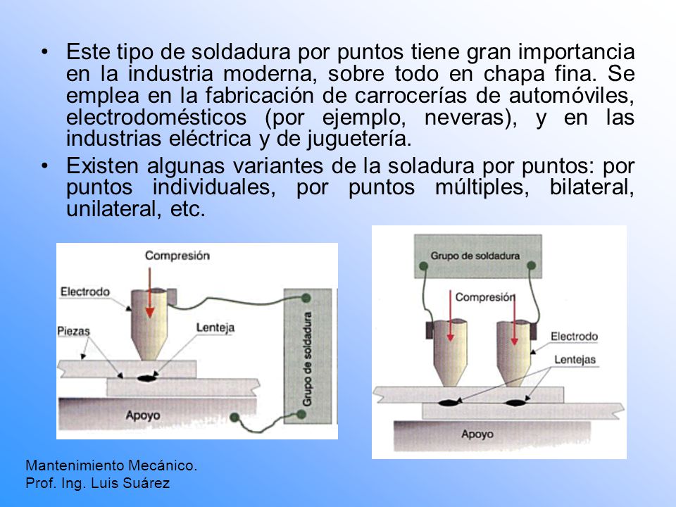 Este tipo de soldadura por puntos tiene gran importancia en la industria moderna, sobre todo en chapa fina. Se emplea en la fabricación de carrocerías de automóviles, electrodomésticos (por ejemplo, neveras), y en las industrias eléctrica y de juguetería.