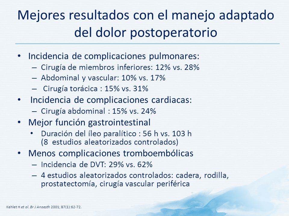 Mejores resultados con el manejo adaptado del dolor postoperatorio