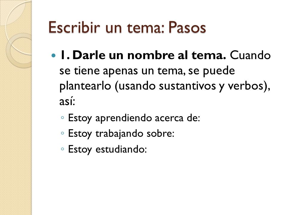 Escribir un tema: Pasos