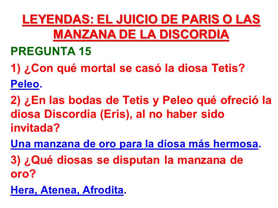 leyendas: el juicio de paris o las manzana de la discordia