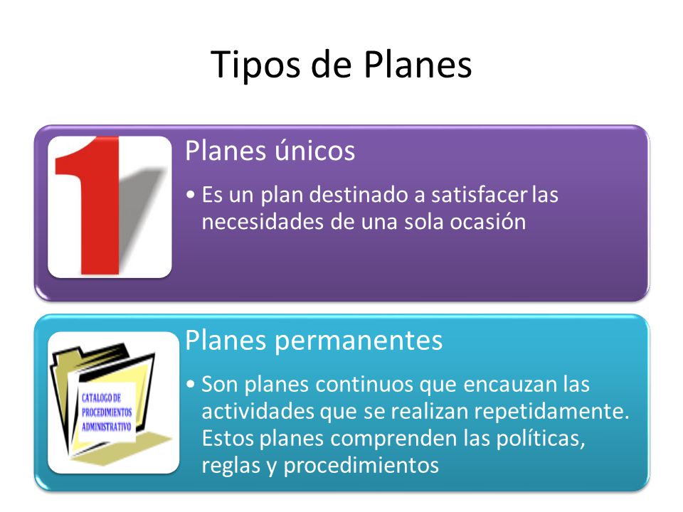 Tipos de Planes Planes únicos Planes permanentes