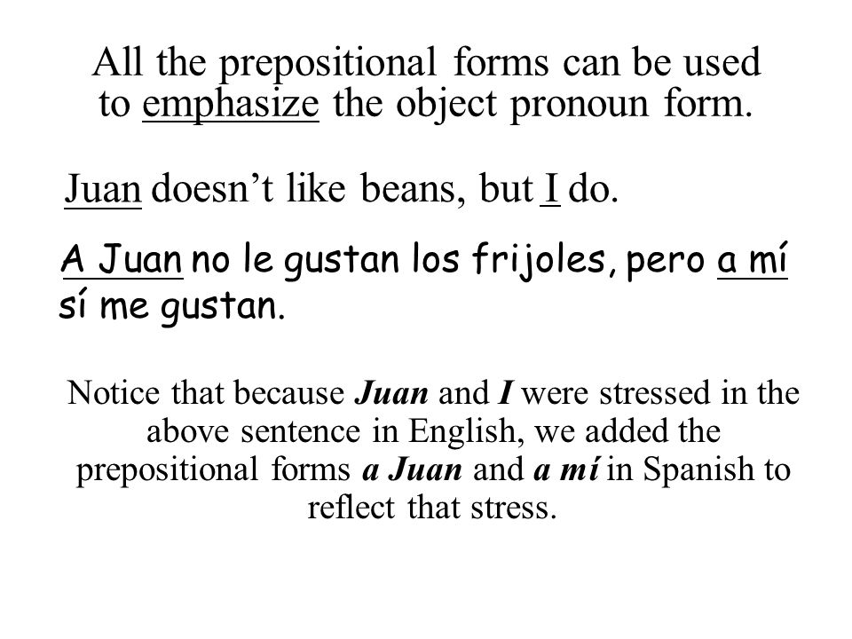 All the prepositional forms can be used to emphasize the object pronoun form.