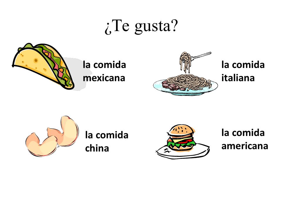 ¿Te gusta la comida mexicana la comida italiana la comida americana
