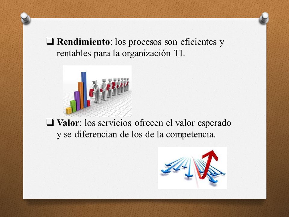 Rendimiento: los procesos son eficientes y rentables para la organización TI.