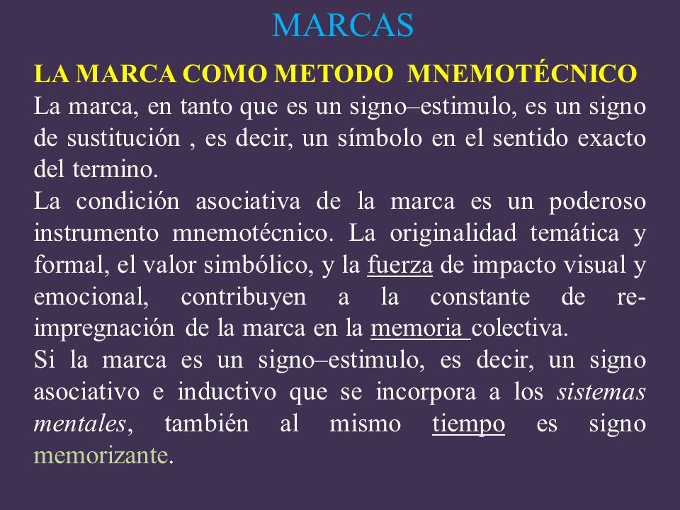 MARCAS LA MARCA COMO METODO MNEMOTÉCNICO