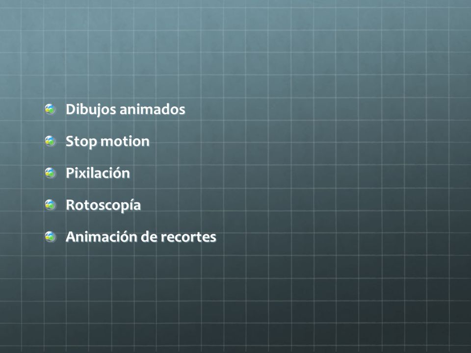 Dibujos animados Stop motion Pixilación Rotoscopía Animación de recortes