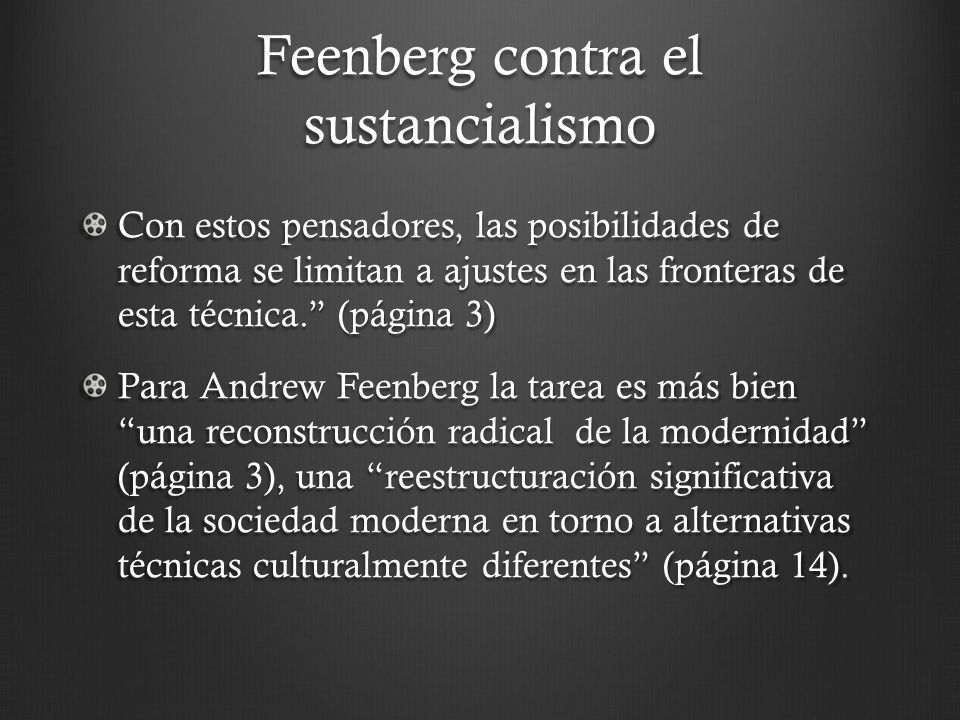 Feenberg contra el sustancialismo