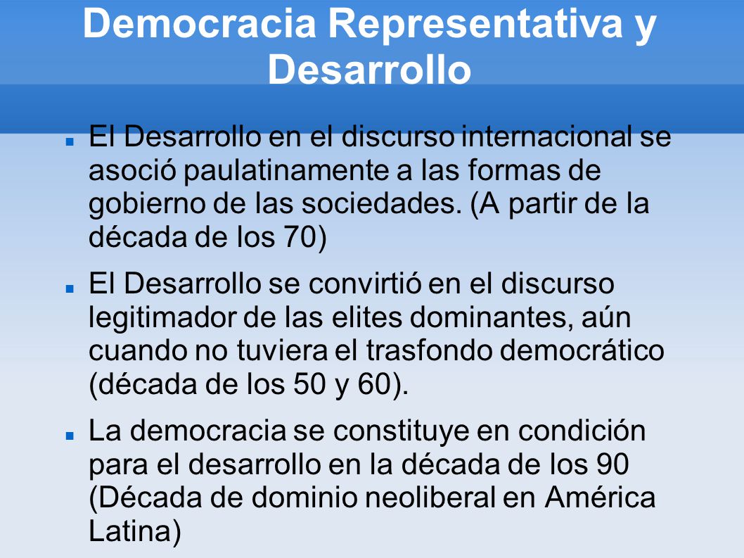 Democracia Representativa y Desarrollo