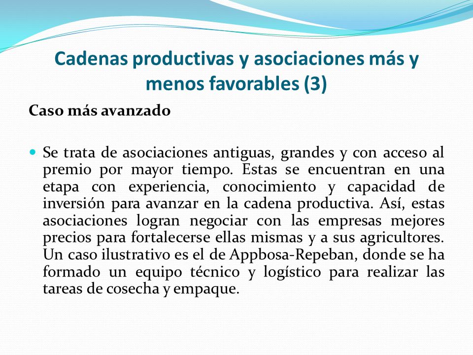 Cadenas productivas y asociaciones más y menos favorables (3)