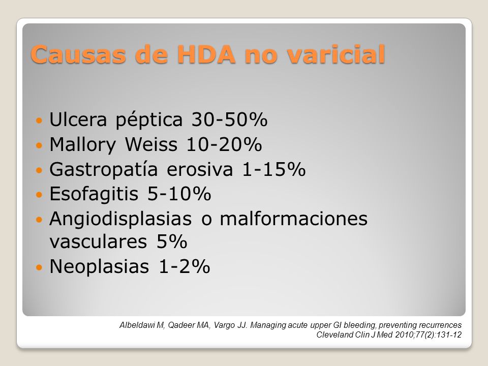 Causas de HDA no varicial