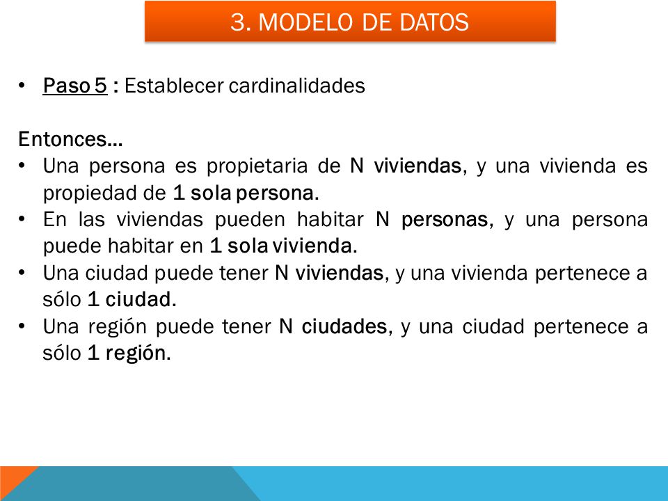 3. Modelo de datos Paso 5 : Establecer cardinalidades Entonces…