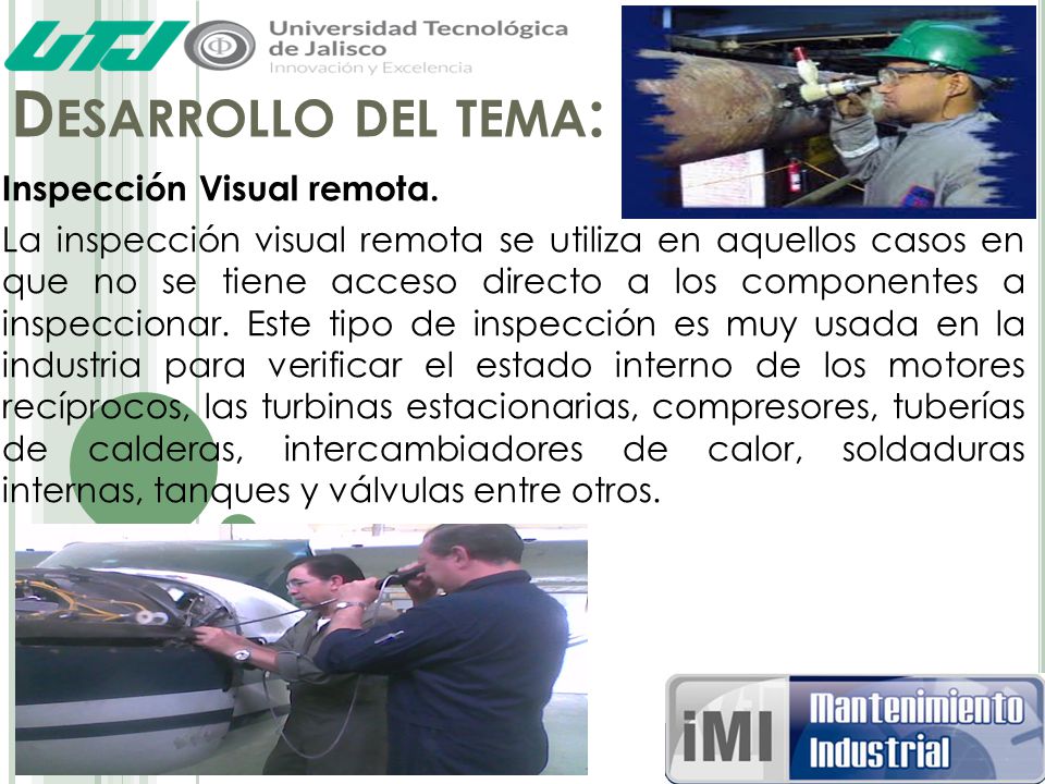Desarrollo del tema: Inspección Visual remota.