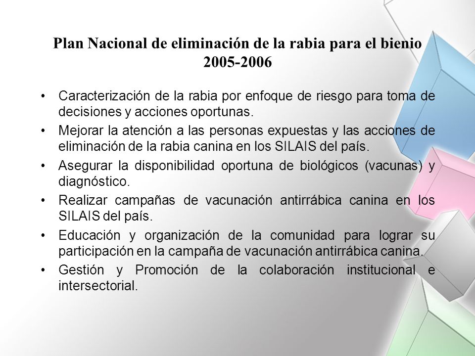 Plan Nacional de eliminación de la rabia para el bienio