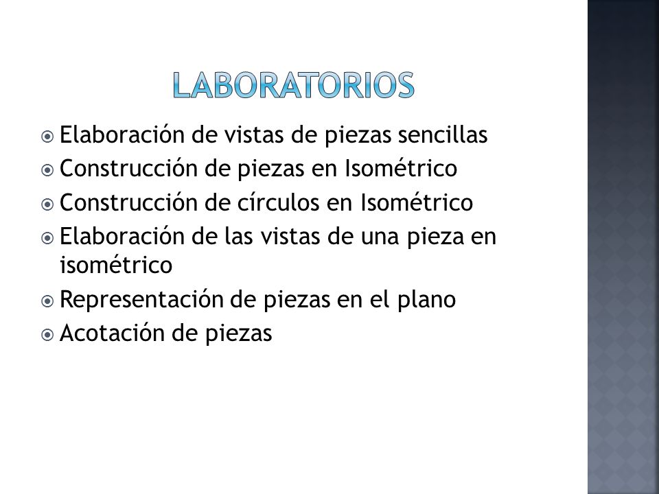 laboratorios Elaboración de vistas de piezas sencillas