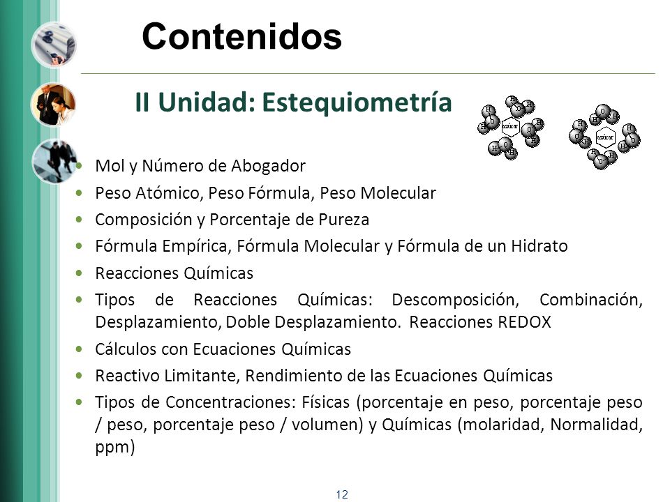 Contenidos II Unidad: Estequiometría Mol y Número de Abogador