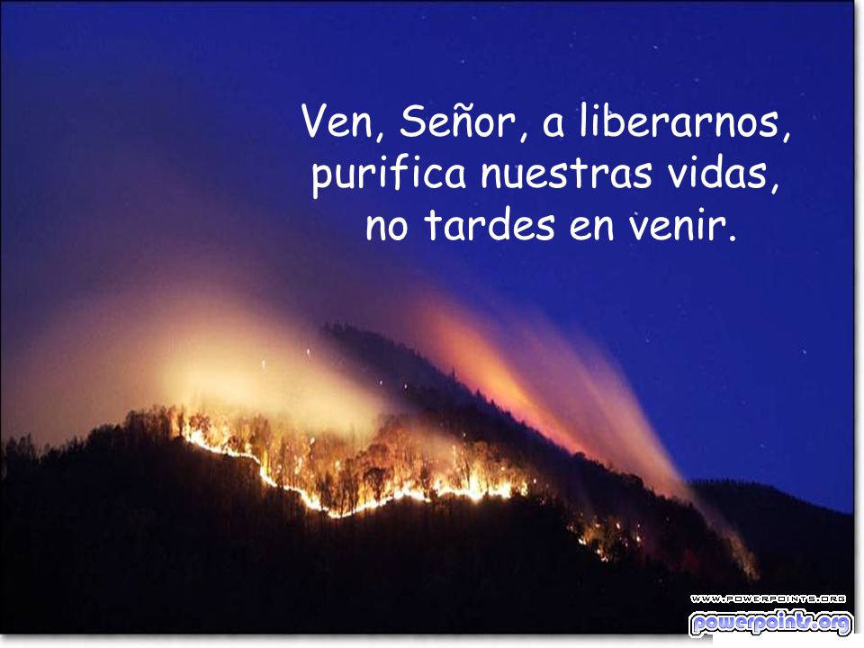 Ven, Señor, a liberarnos, purifica nuestras vidas, no tardes en venir.