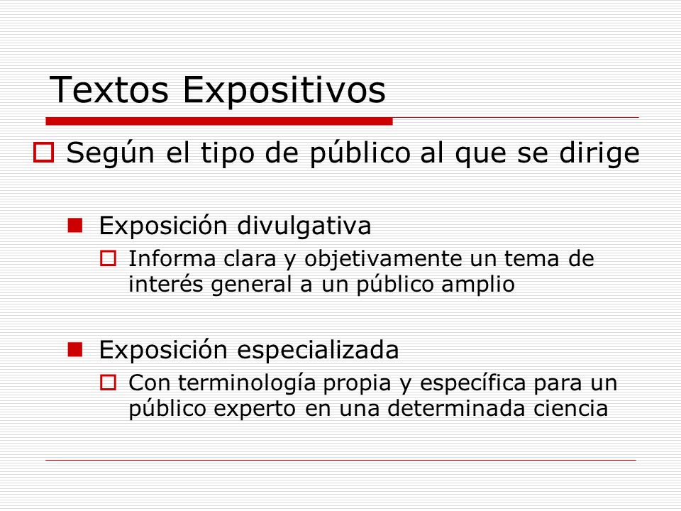 Textos Expositivos Según el tipo de público al que se dirige