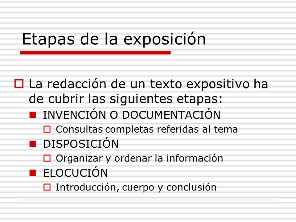 Etapas de la exposición