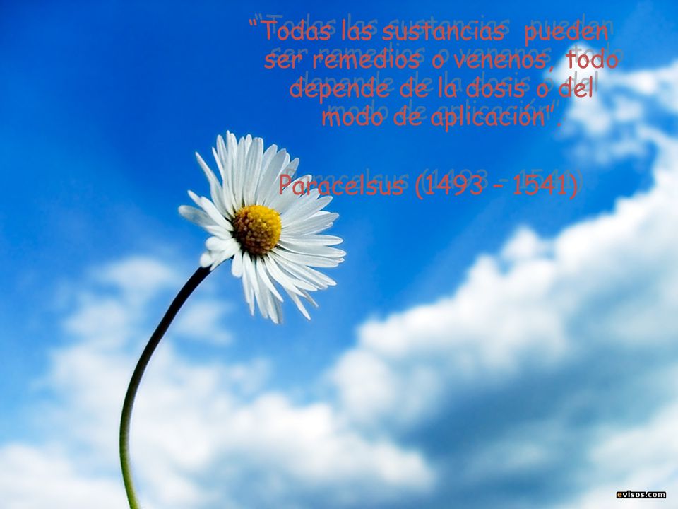 Todas las sustancias pueden ser remedios o venenos, todo depende de la dosis o del modo de aplicación .
