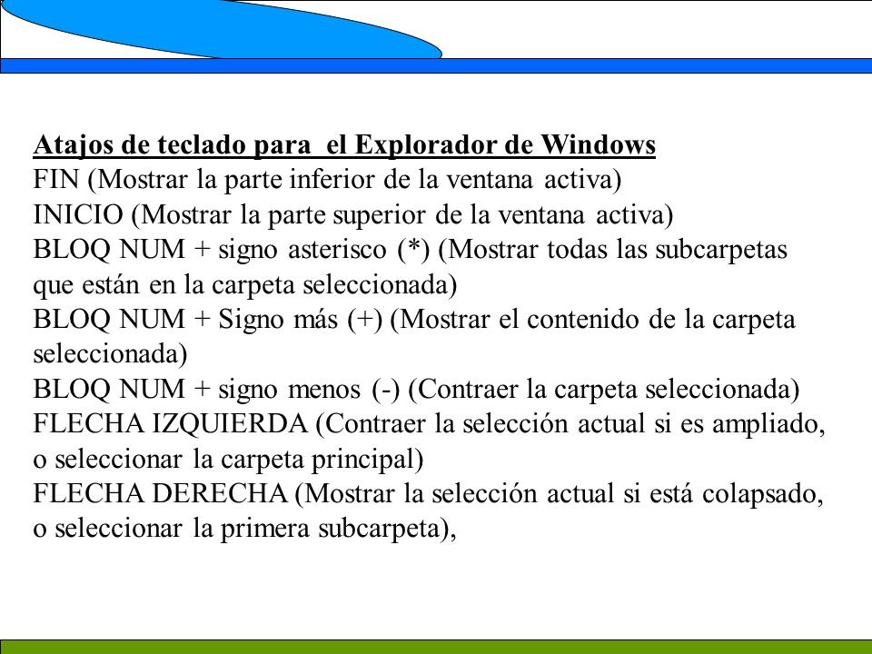 Atajos de teclado para el Explorador de Windows