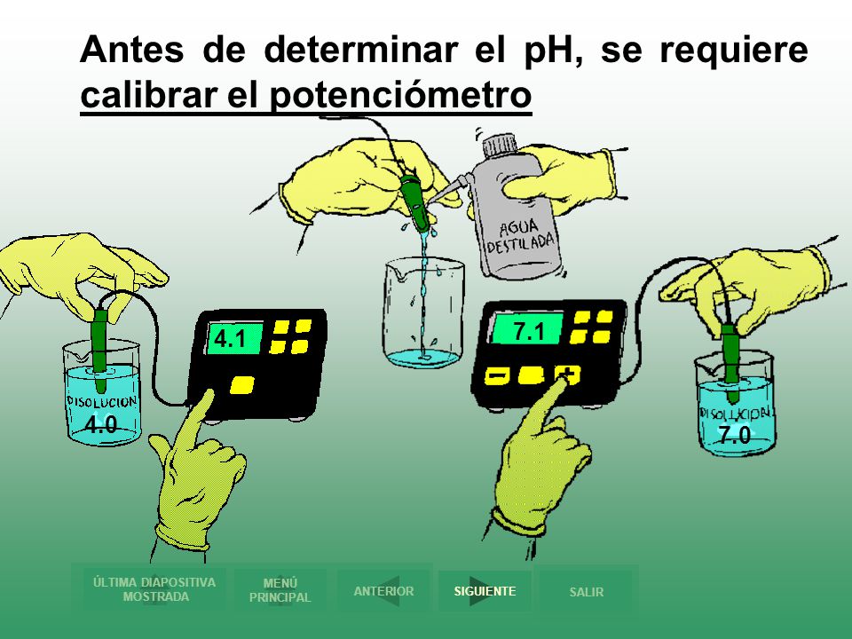 Antes de determinar el pH, se requiere calibrar el potenciómetro