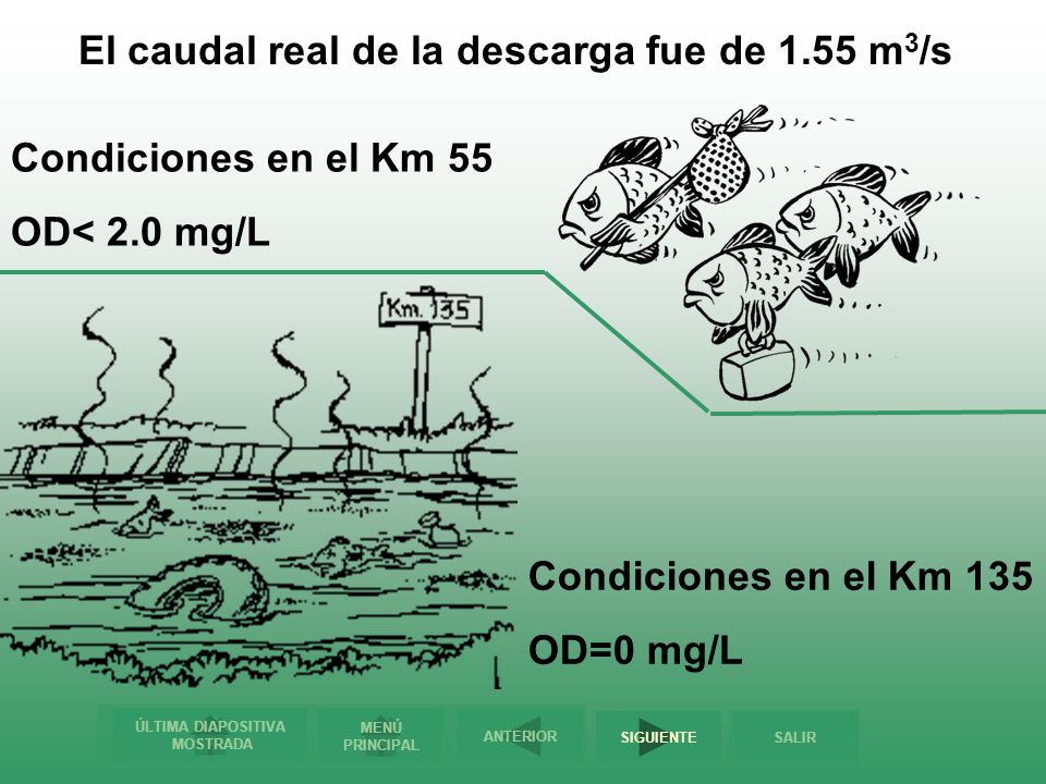 El caudal real de la descarga fue de 1.55 m3/s