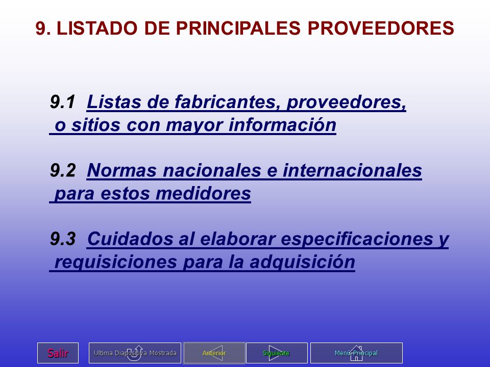 9. LISTADO DE PRINCIPALES PROVEEDORES