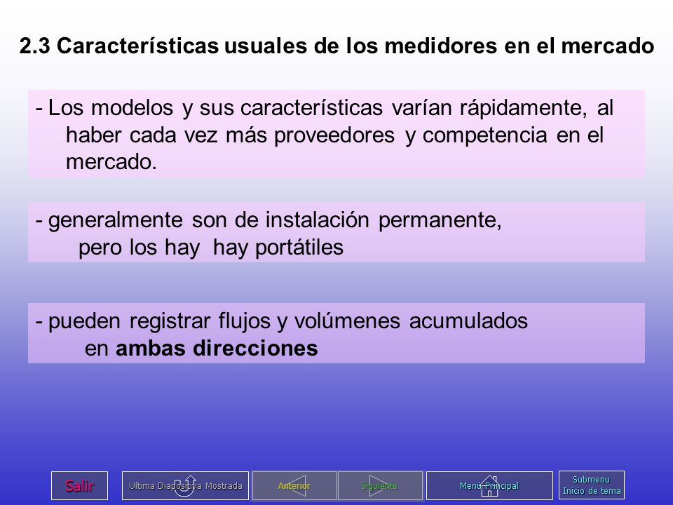 2.3 Características usuales de los medidores en el mercado