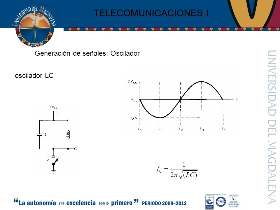 TELECOMUNICACIONES I Generación de señales: Oscilador oscilador LC