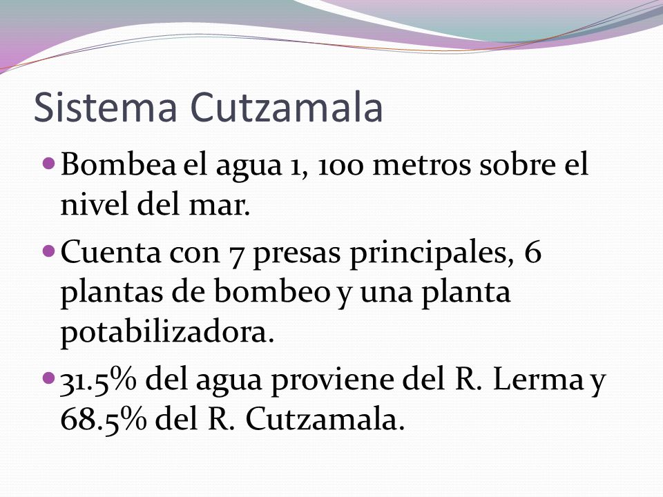 Sistema Cutzamala Bombea el agua 1, 100 metros sobre el nivel del mar.