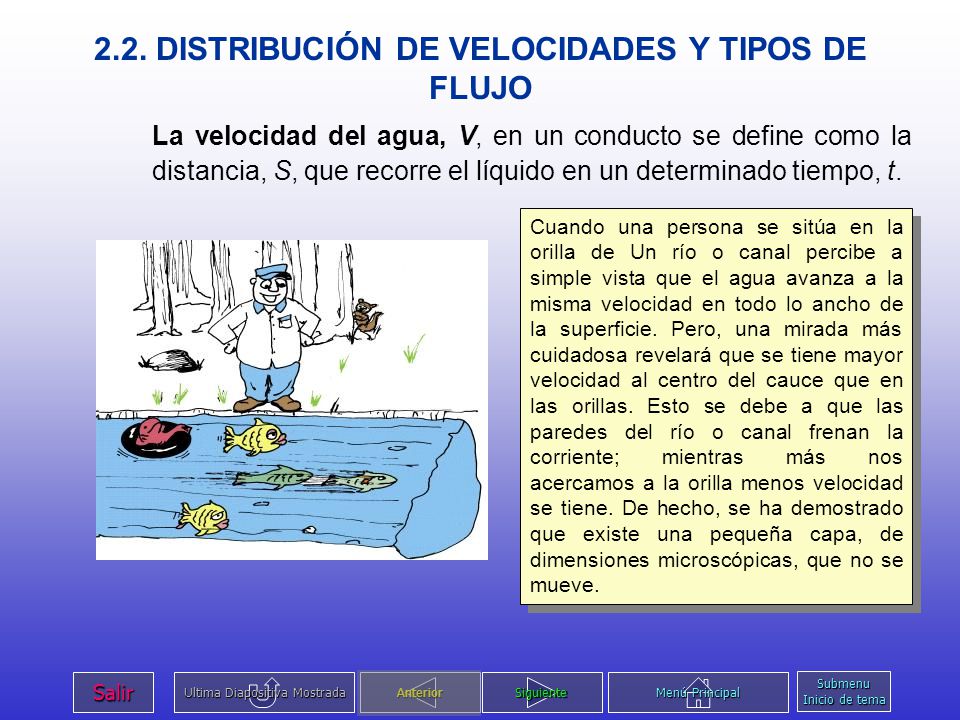 2.2. DISTRIBUCIÓN DE VELOCIDADES Y TIPOS DE FLUJO