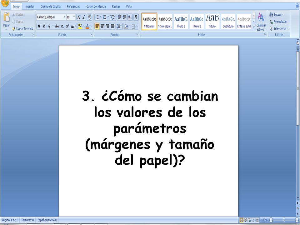 3. ¿Cómo se cambian los valores de los parámetros (márgenes y tamaño del papel)
