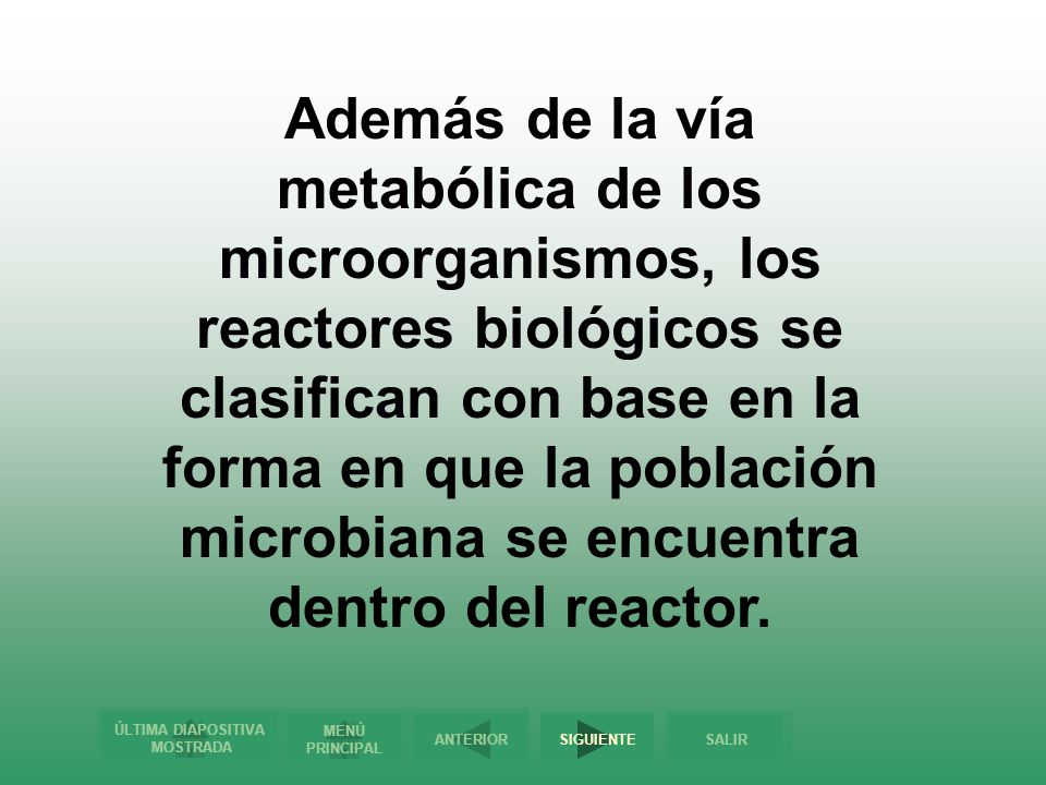Además de la vía metabólica de los microorganismos, los reactores biológicos se clasifican con base en la forma en que la población microbiana se encuentra dentro del reactor.