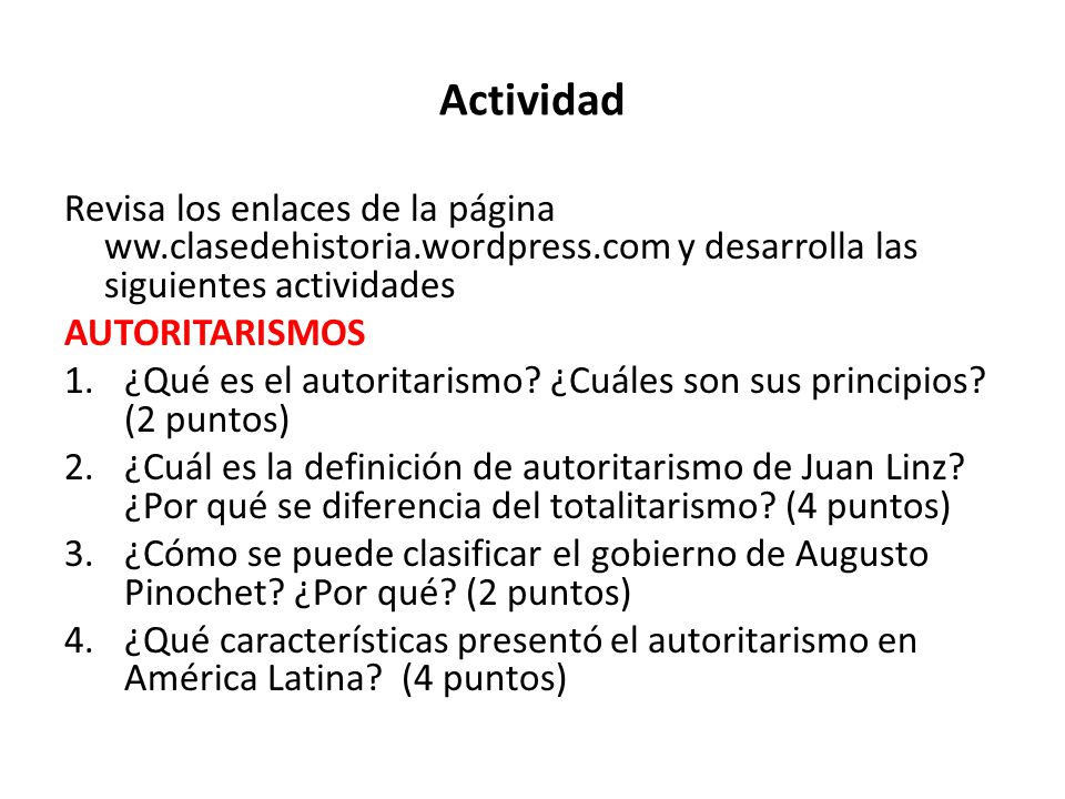 Actividad Revisa los enlaces de la página ww.clasedehistoria.wordpress.com y desarrolla las siguientes actividades.