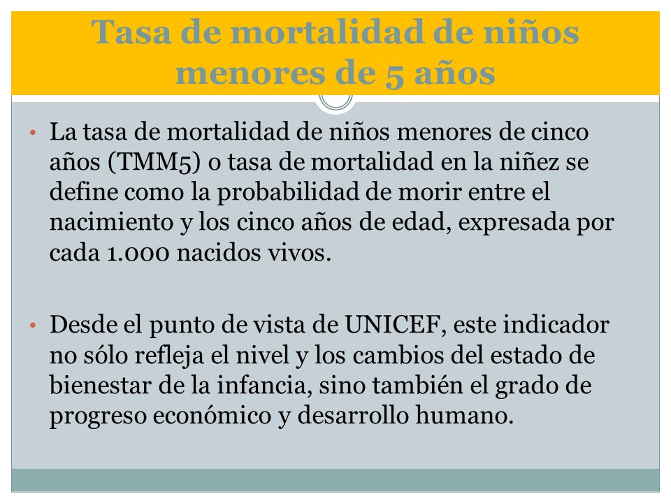 Tasa de mortalidad de niños menores de 5 años