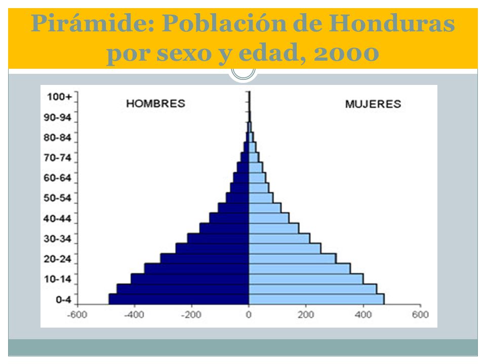 Pirámide: Población de Honduras por sexo y edad, 2000