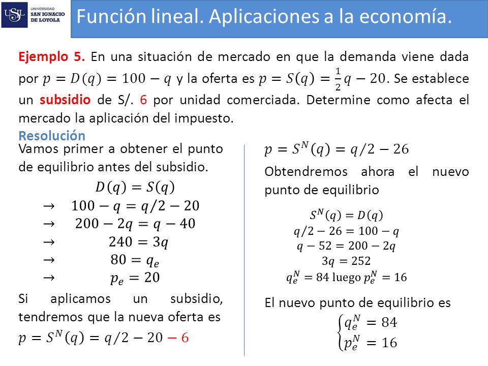 Función lineal. Aplicaciones a la economía.