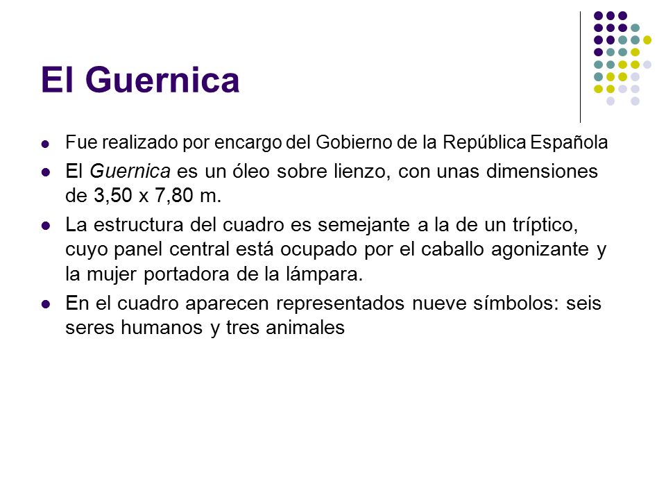 El Guernica Fue realizado por encargo del Gobierno de la República Española.