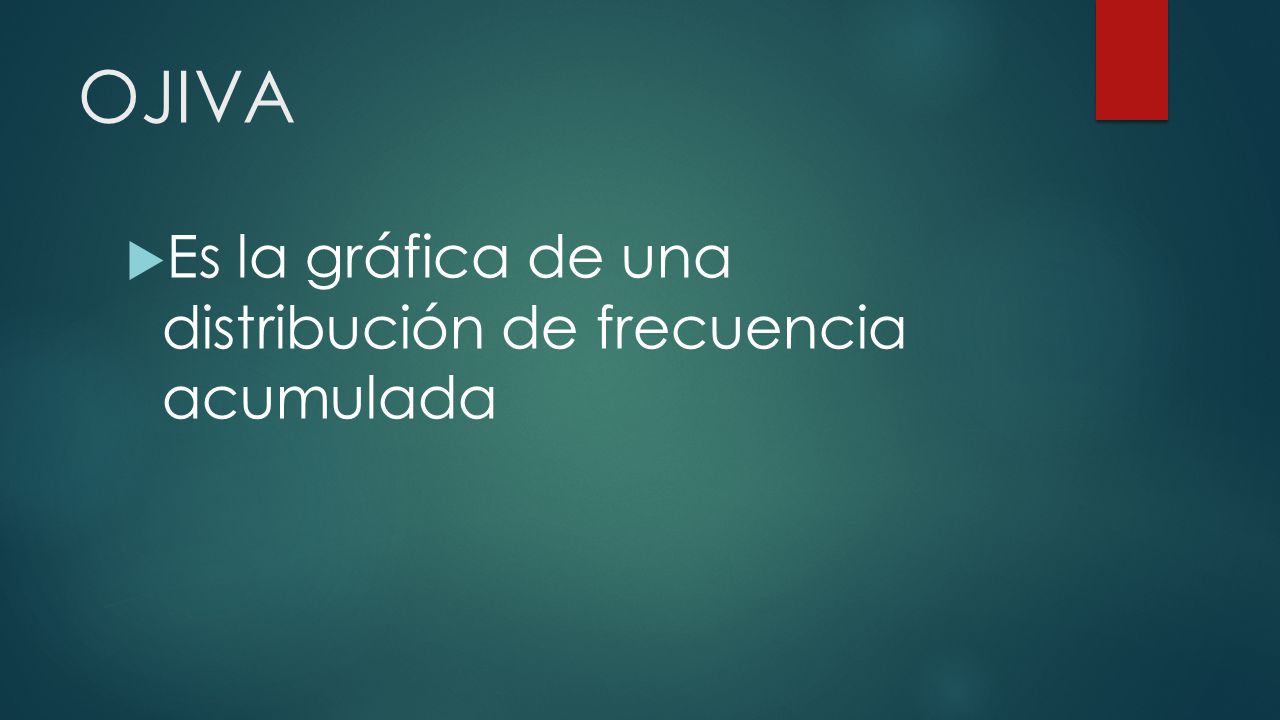 OJIVA Es la gráfica de una distribución de frecuencia acumulada