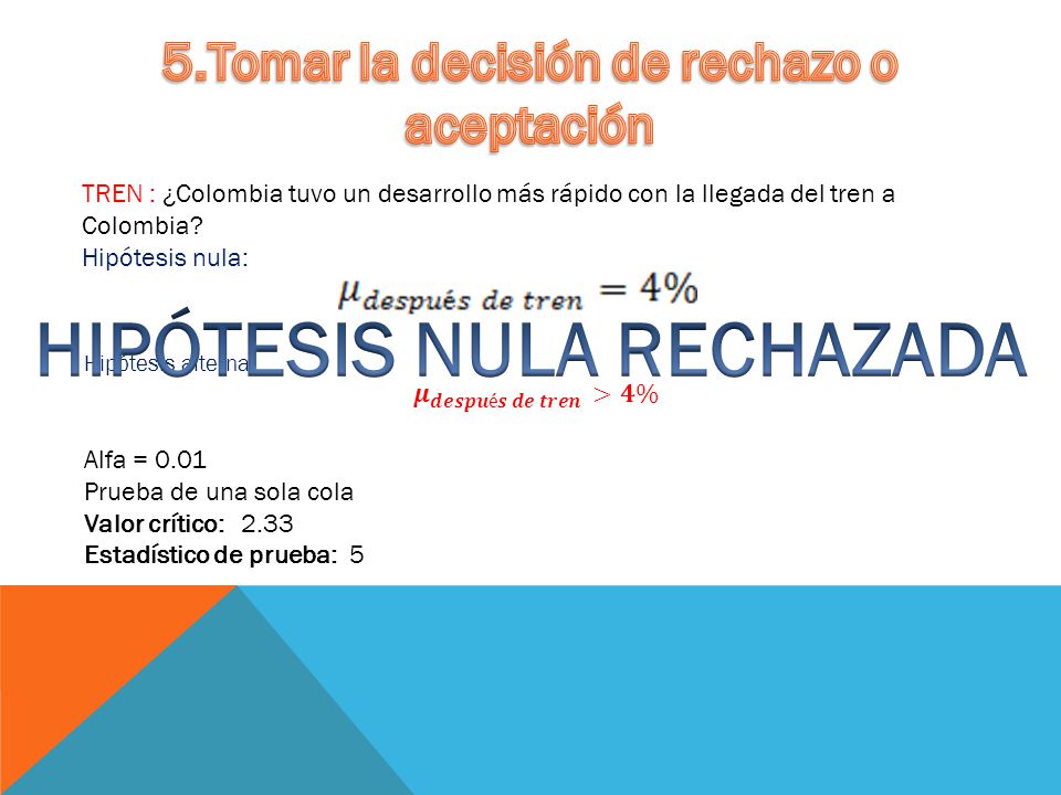 5.Tomar la decisión de rechazo o aceptación HIPÓTESIS NULA RECHAZADA