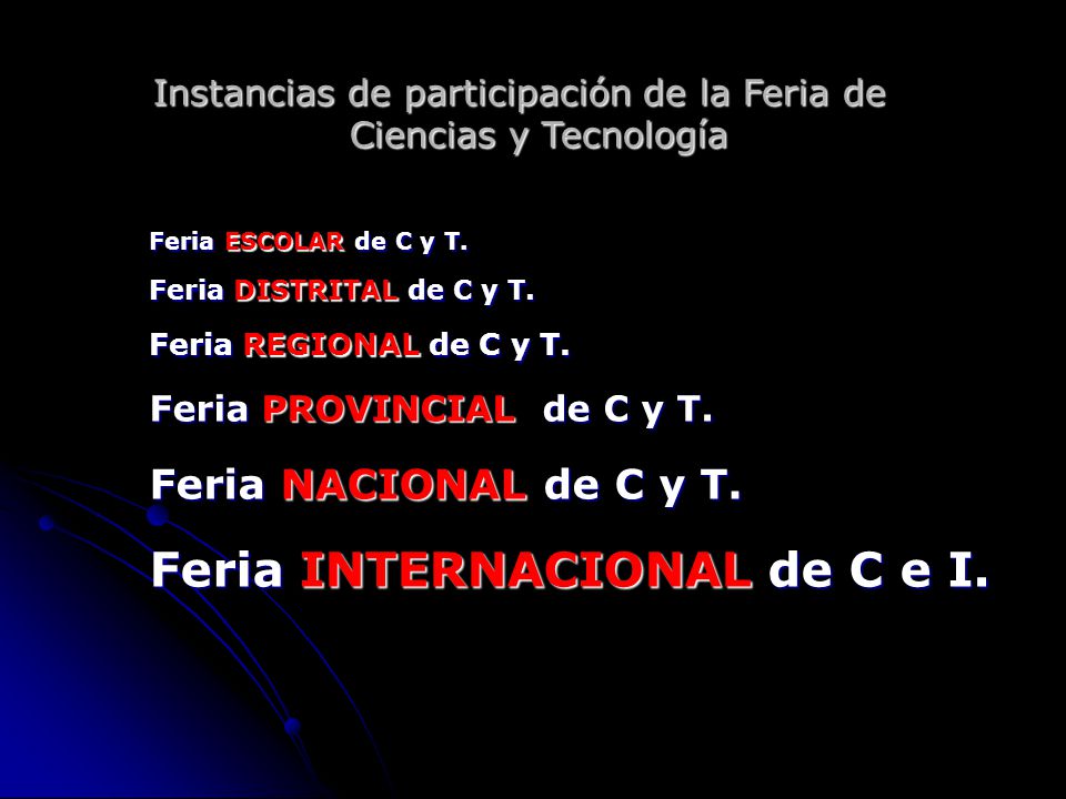 Instancias de participación de la Feria de Ciencias y Tecnología