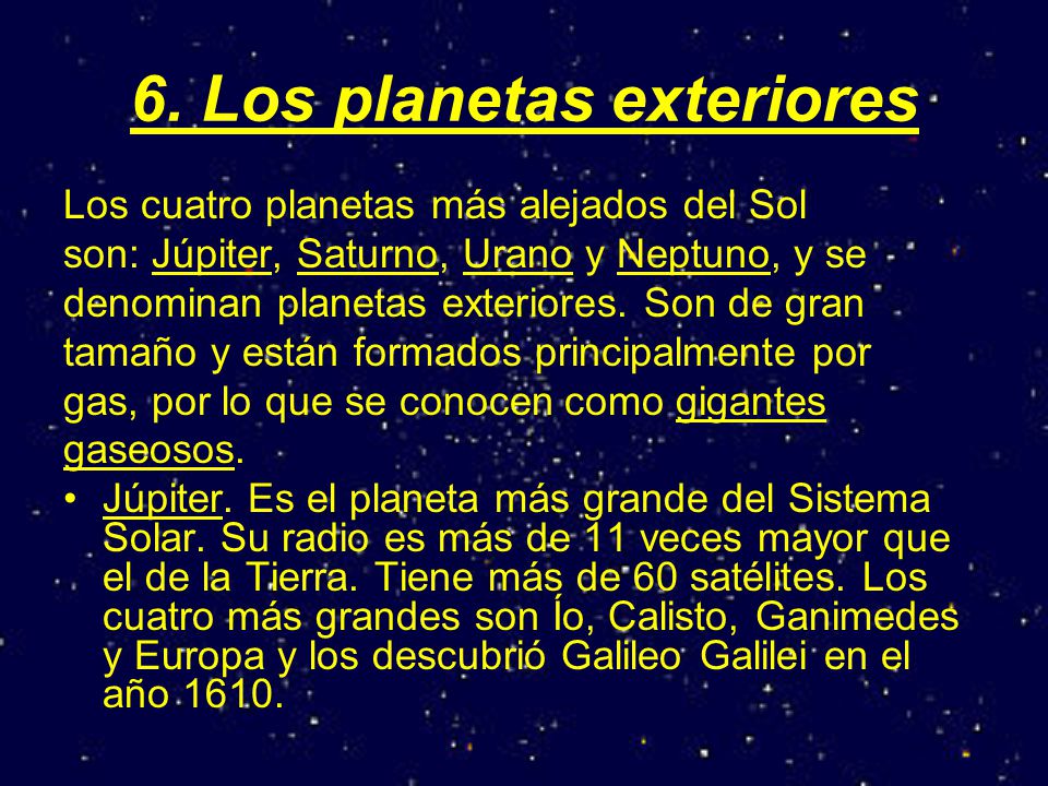 6. Los planetas exteriores