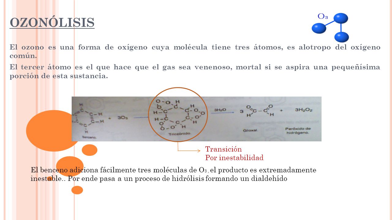 OZONÓLISIS El ozono es una forma de oxígeno cuya molécula tiene tres átomos, es alotropo del oxígeno común.