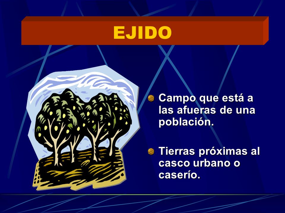 EJIDO Campo que está a las afueras de una población.