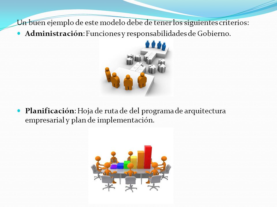 Un buen ejemplo de este modelo debe de tener los siguientes criterios: