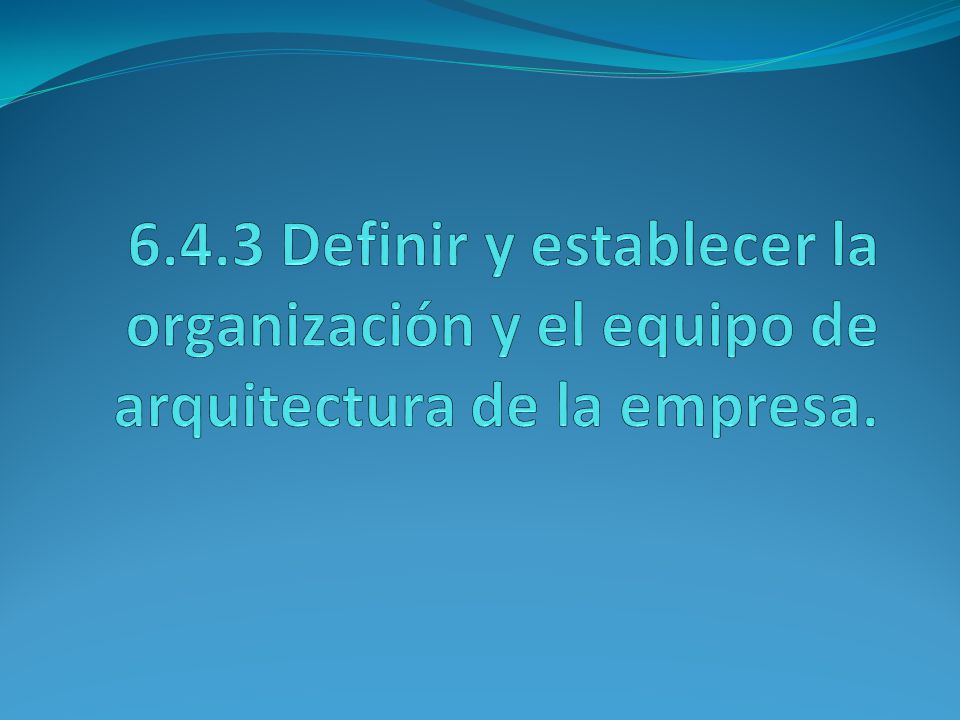 6.4.3 Definir y establecer la organización y el equipo de arquitectura de la empresa.